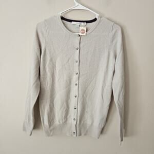 Boden 100% Cashmere Beige Tan Button Cardigan Sweater Size US 4 New